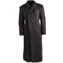 Dark gray genuine Bulgarian military wool trench coat with double-breasted buttons and long fitted design.