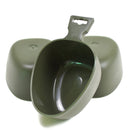 Genuine Swedish army plastic cup with handle, durable and heat-resistant for outdoor and military use.
