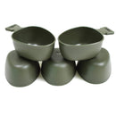 Set of genuine Swedish army green plastic mugs Trangia Kuksa designed for durable outdoor use and hot beverages.