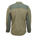 Back view of olive green Original Belgian military Windstopper fleece hiking jacket with reinforced shoulder and sleeve panels.