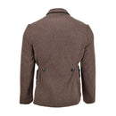 Back view of original Bulgarian military classic brown wool winter jacket with buttoned detailing and warm fabric