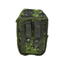 Original Danish military canteen pouch in M84 camouflage with universal attachment straps, durable for outdoor use.