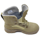 Khaki waterproof German military tactical boot with rubber sole and lace closure, breathable and lightweight design