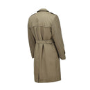 Back view of original Italian military khaki trench coat with belt and vintage design details