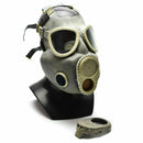 Polish Military MP-4 vintage gas mask in grey olive with interchangeable filters for chemical and respiratory protection.