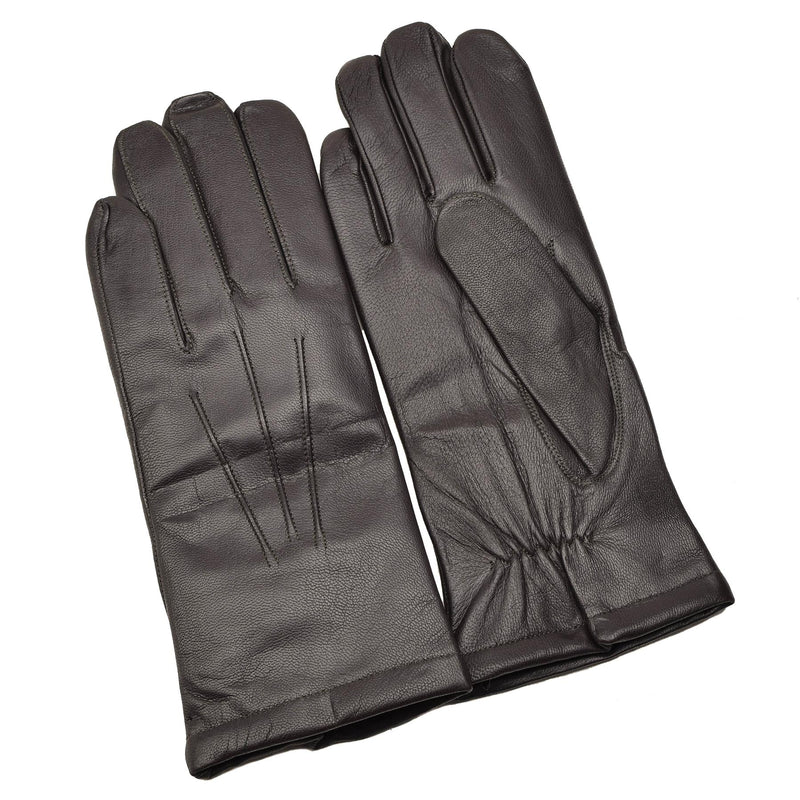Original Czech army winter warm cold brown leather gloves casual tight fit NEW