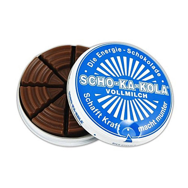 German Energy Milk Chocolate SCHO-KA-KOLA whole milk 100 g tin can blue