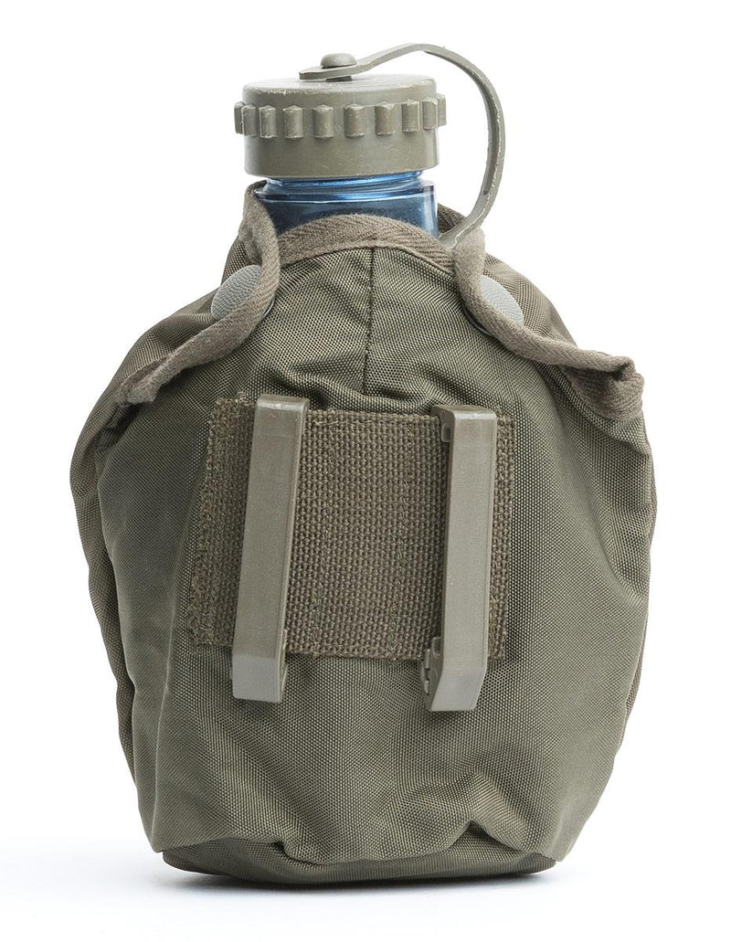 Genuine Austrian Army plastic water bottle field troops canteen pot OD pouch
