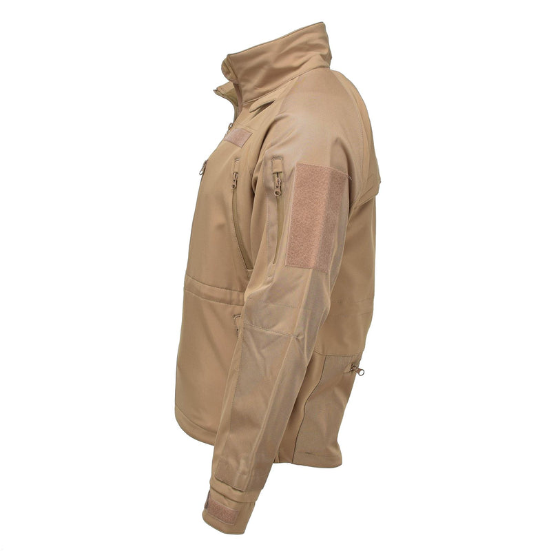 MIL-TEC windproof hiking jacket soft shell stormproof zips fleece liner Coyote
