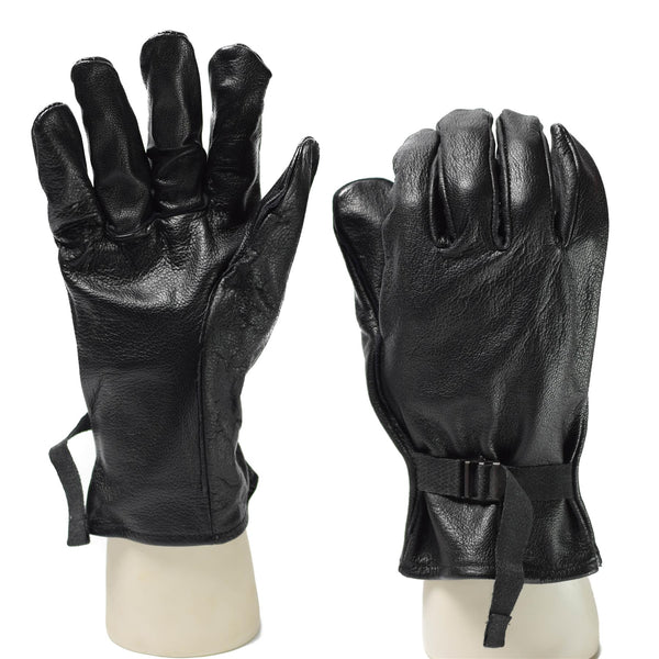 Original Belgian army tactical soldier leather gloves black military issue NEW