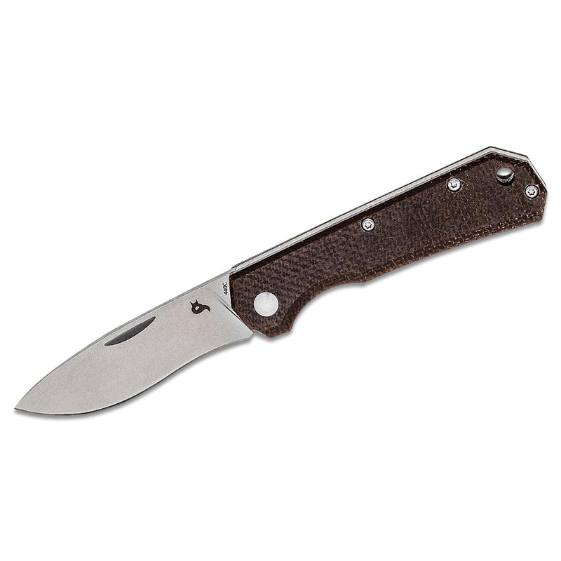 Fox Knives Brand CIOL folding knife Micarta steel 440C satin coated leather sheath