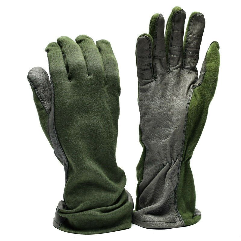 Genuine Dutch army combat gloves leather aramid fibre AirForce military Nomex OD