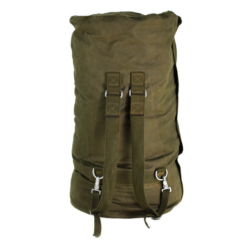 Genuine German army sea sack duffel bag w shoulder straps large Olive backpack