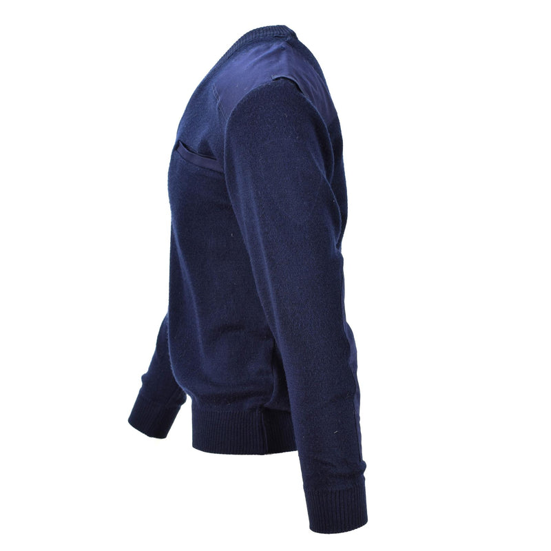 Genuine Dutch army Sweater Blue Military pullover V-Neck Officer Men Jumper