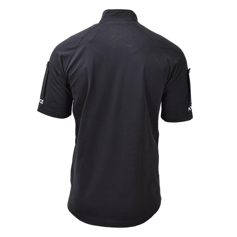 Original British army Police tactical T-shirts short sleeve zipped black NEW