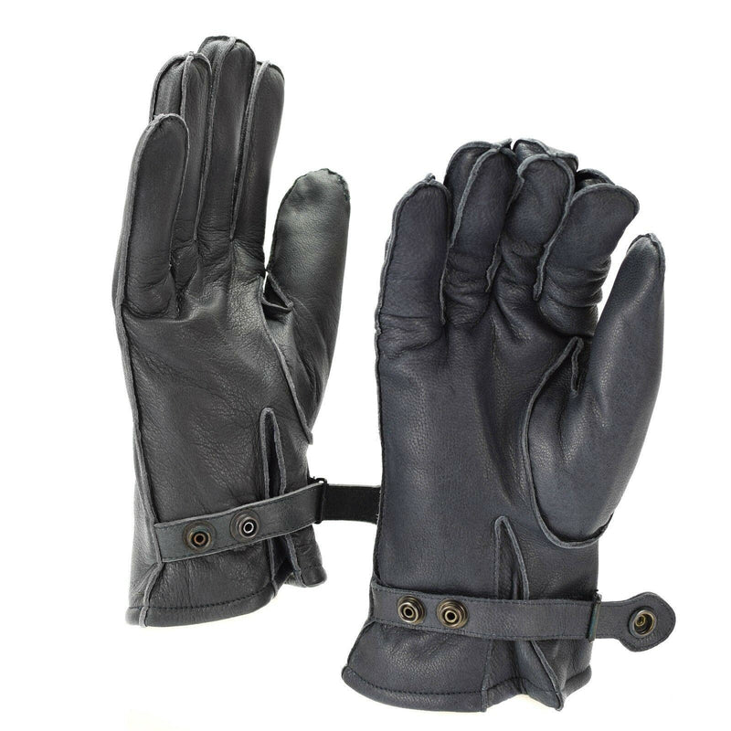 Genuine German Police leather gloves patrol grey lined wool 100% winter warm NEW