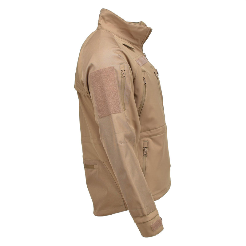 MIL-TEC windproof hiking jacket soft shell stormproof zips fleece liner Coyote