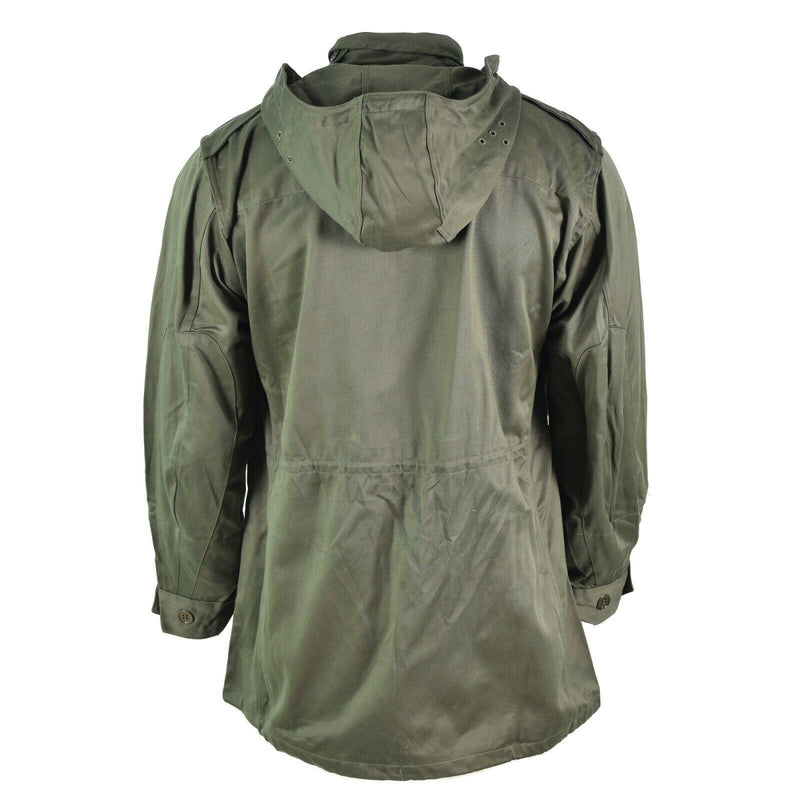 Original French army Olive OD jacket fatigue combat military hooded parka sateen
