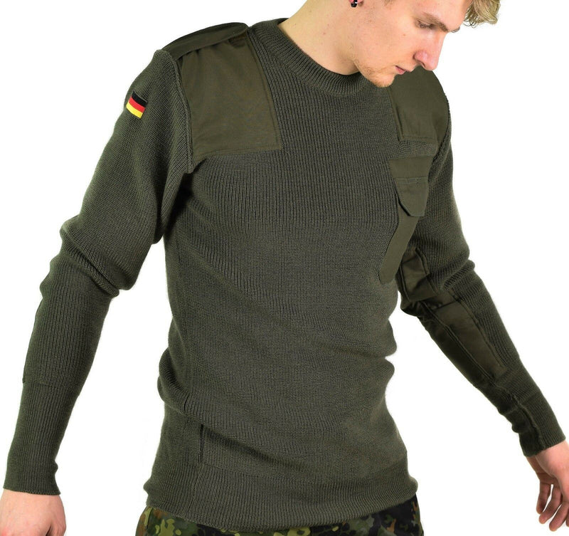 Genuine German army pullover Commando Jumper Green Olive sweater Wool NEW