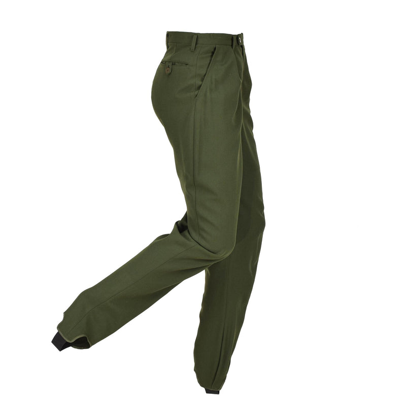 Original Swedish military formal pants green pleated front stirrup trousers NEW