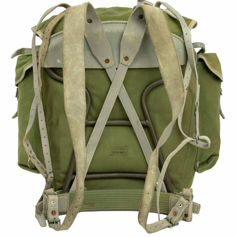 Genuine Norwegian Military Backpack with Frame army canvas leather rucksack Pack