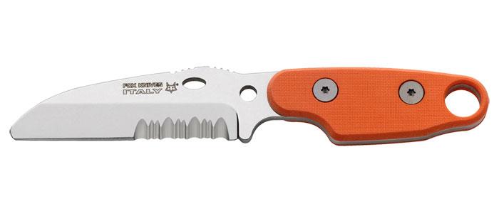 Fox Knives Compso neck backup fixed blade knife stainless steel Orange handle