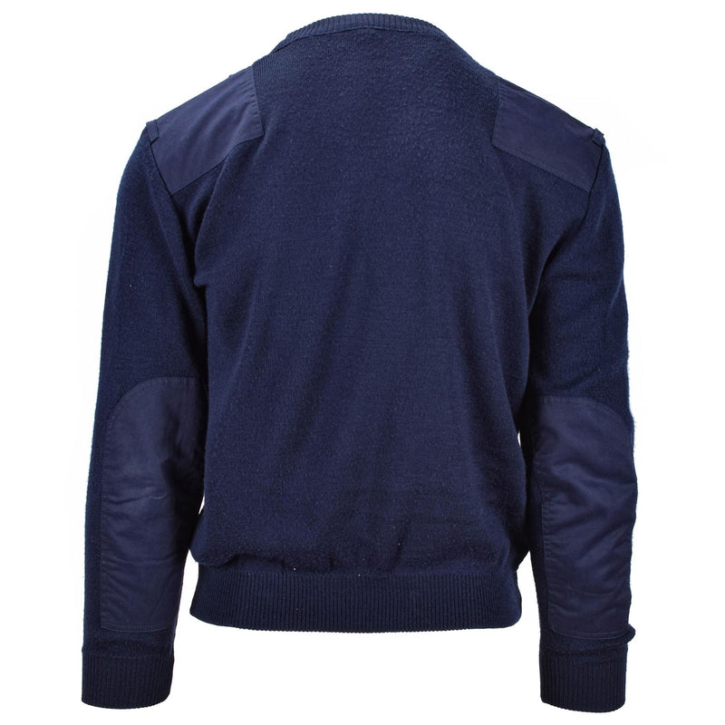 Genuine Dutch army Sweater Blue Military pullover V-Neck Officer Men Jumper