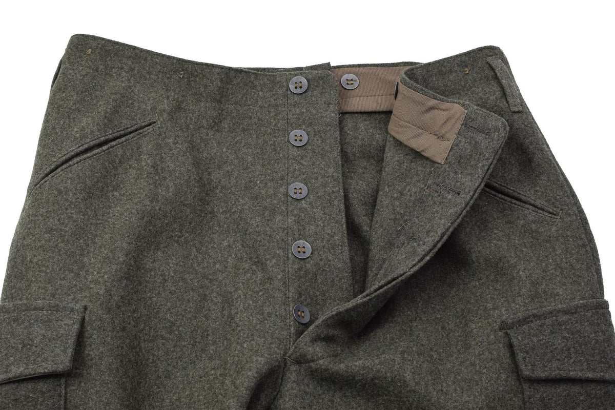 Original Swedish Army M39/58 Field Trousers Wool Cargo Surplus Olive Green