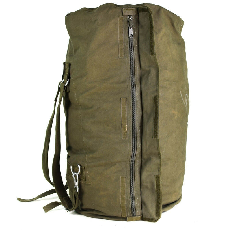Genuine German army sea sack duffel bag w shoulder straps large Olive backpack