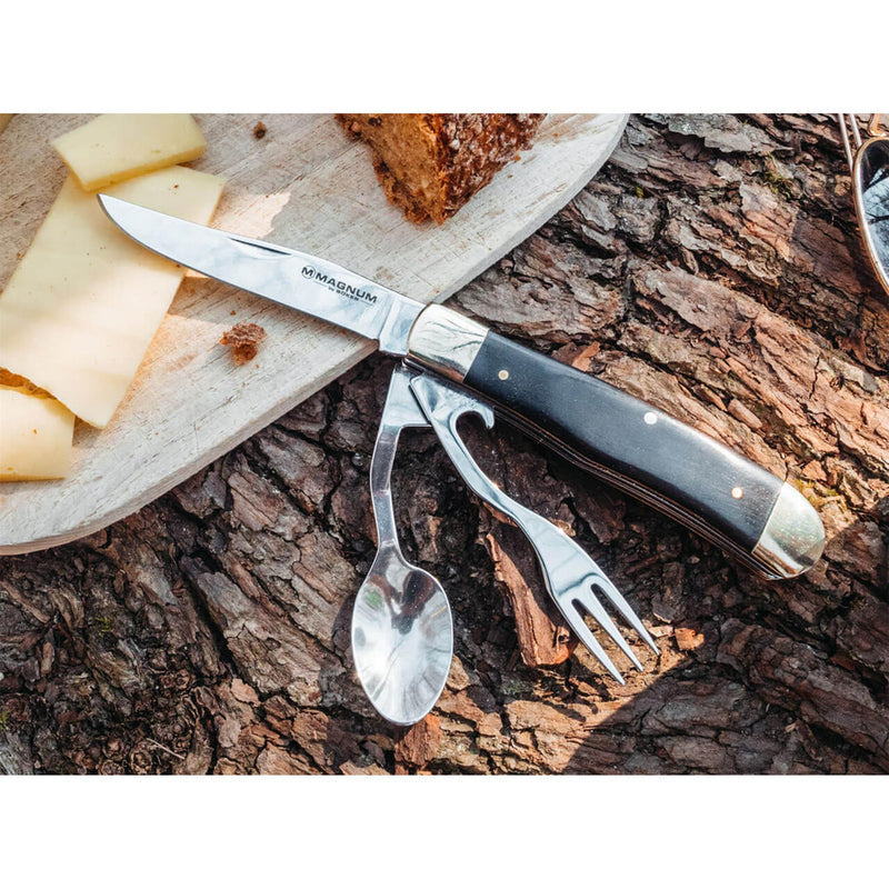 BOKER Bon Appetite pocket cutlery set knife spoon fork 440A steel wooden handle
