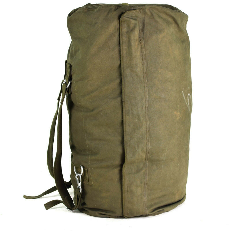 Genuine German army sea sack duffel bag w shoulder straps large Olive backpack