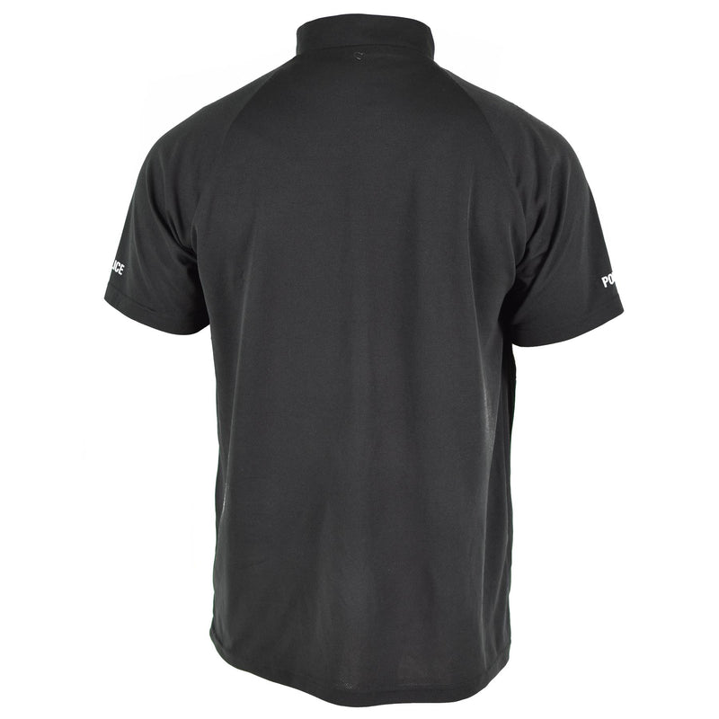 Genuine British police t-shirt black breathable functional front zip guard shirt