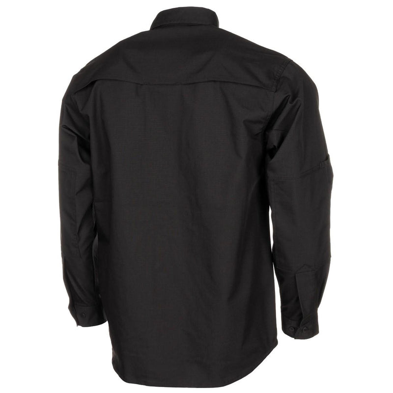 MFH Brand Army style shirts long sleeves black reinforced lightweight ripstop