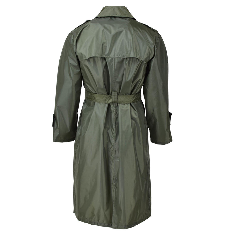 Original French military olive long rain coat all seasons waterproof belted NEW