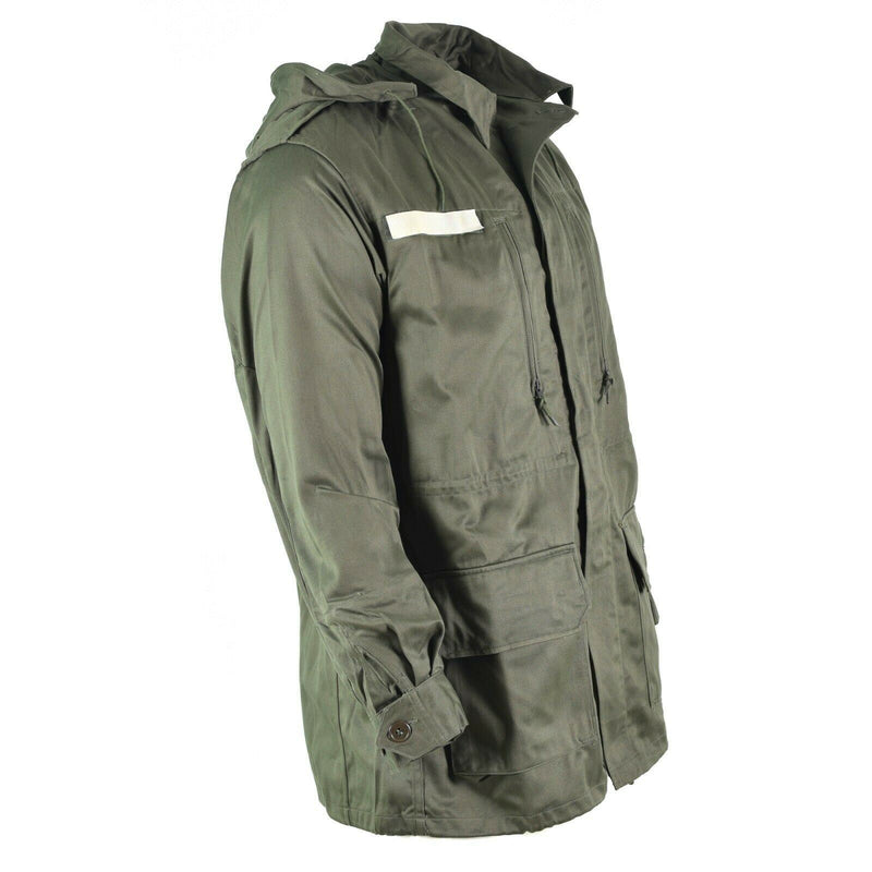 Original French army Olive OD jacket fatigue combat military hooded parka sateen
