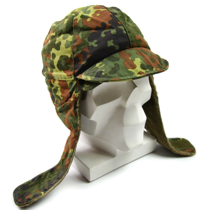 Genuine German Army Military Winter Pile Cap flecktarn hat warm cold weather