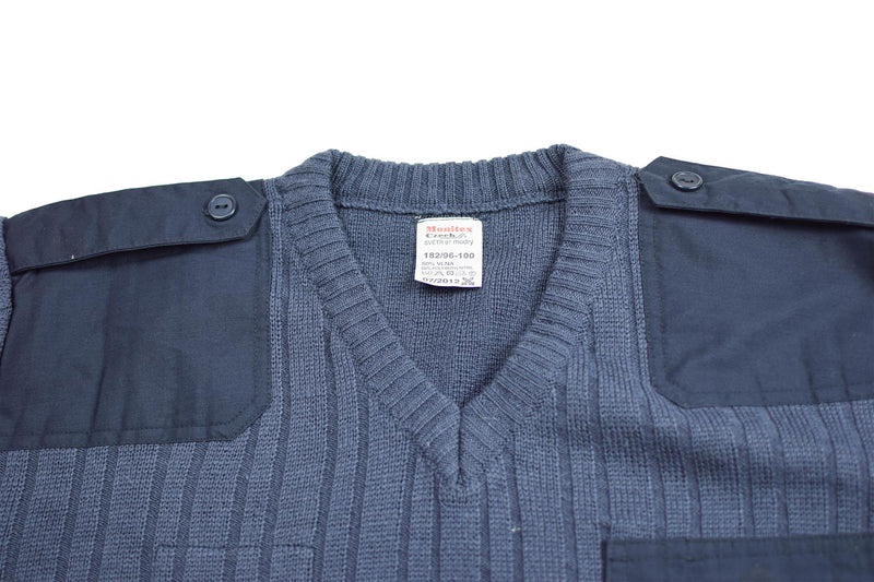 Original Czech army Sweater Jumper M97 Blue Wool V-neck military surplus NEW