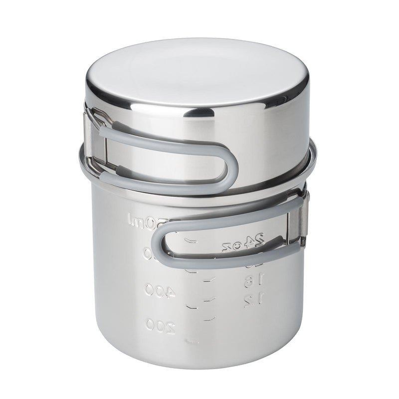 ESBIT Brand stainless steel pot capacity indicator camping trip water heating
