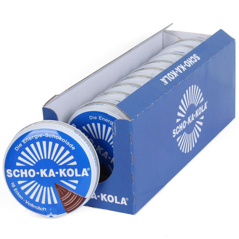 German Energy Milk Chocolate SCHO-KA-KOLA whole milk 100 g tin can blue