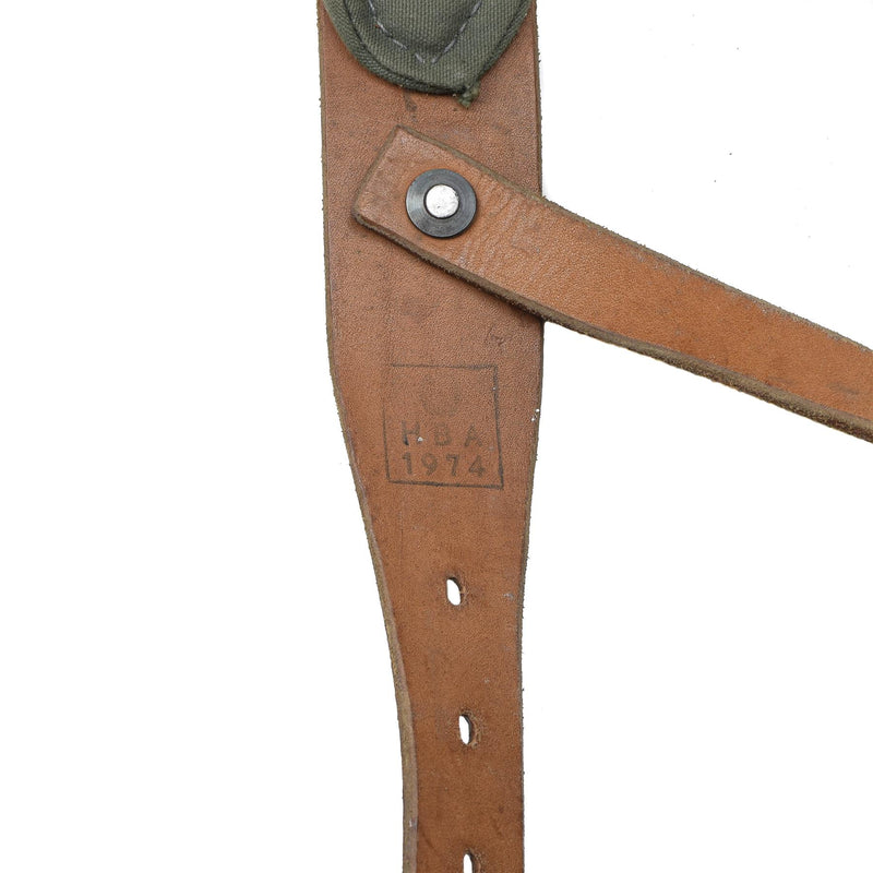 Original Austrian army Y-Strap braces genuine leather vintage military surplus
