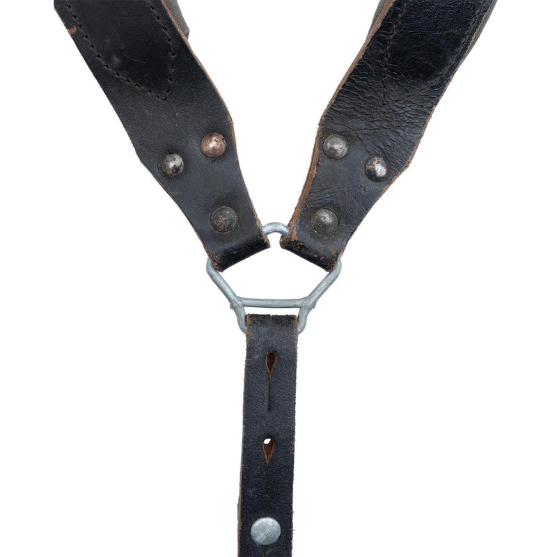 Original Austrian army Y-Strap braces genuine leather vintage military surplus