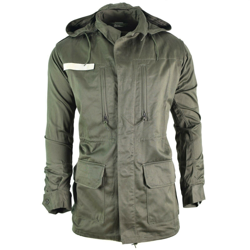 Original French army Olive OD jacket fatigue combat military hooded parka sateen