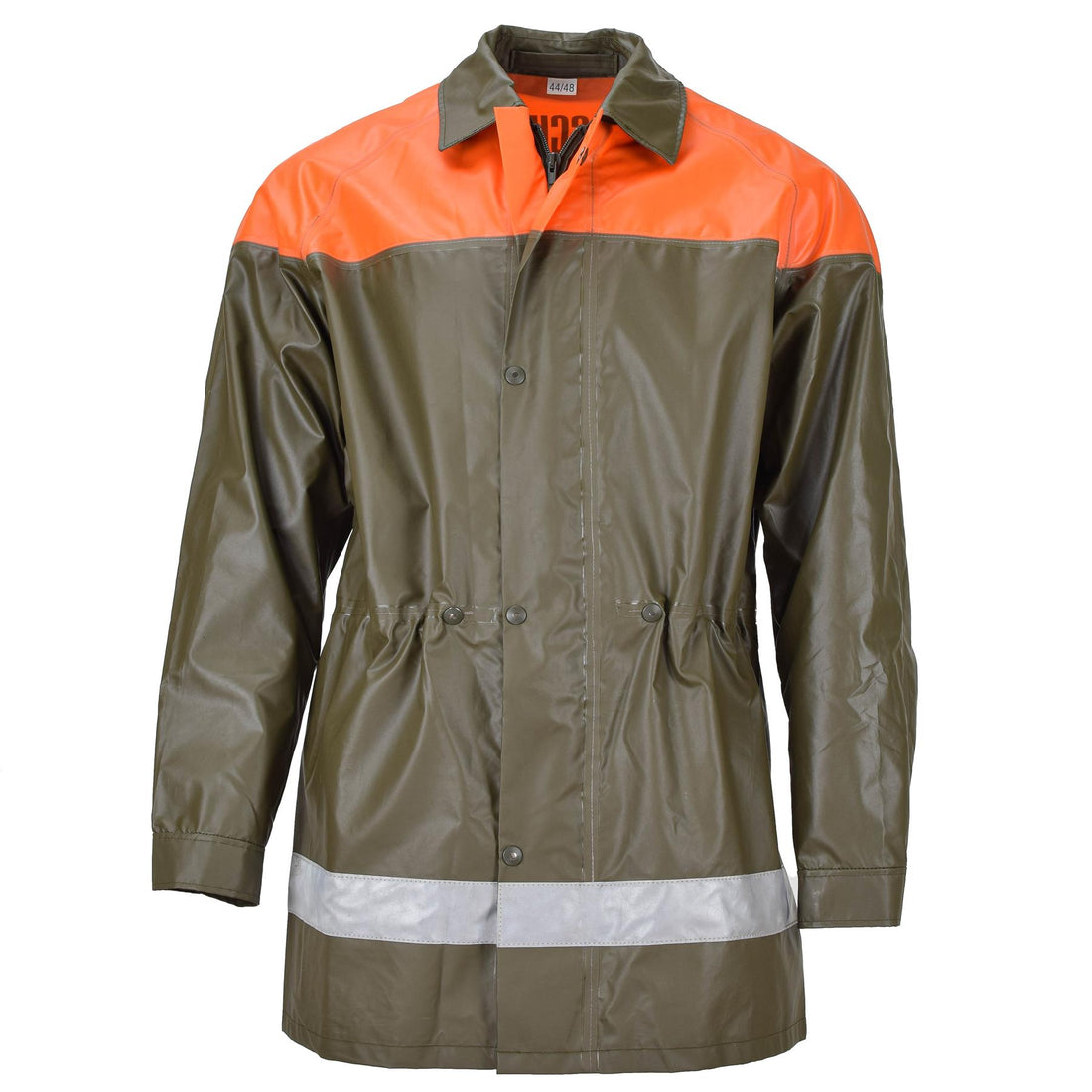 Original Swiss Civil Protection Waterproof Rain Jacket Long Coat Olive