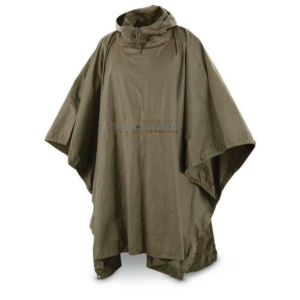 German army wet weather Rain poncho waterproof olive hooded  shelter cape