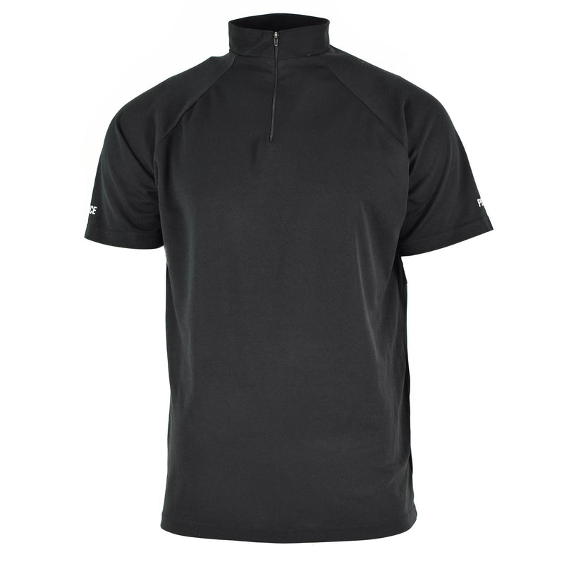 Genuine British police t-shirt black breathable functional front zip guard shirt