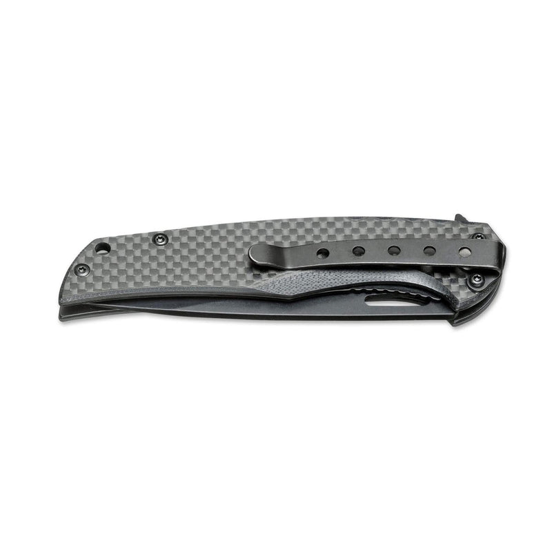 BOKER Black Carbon folding pocket knife 440A stainless steel carbon fiber handle - GoMilitar