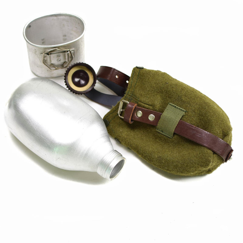 Genuine Romanian army canteen cup felt cover vintage retro Waterbottle Like new