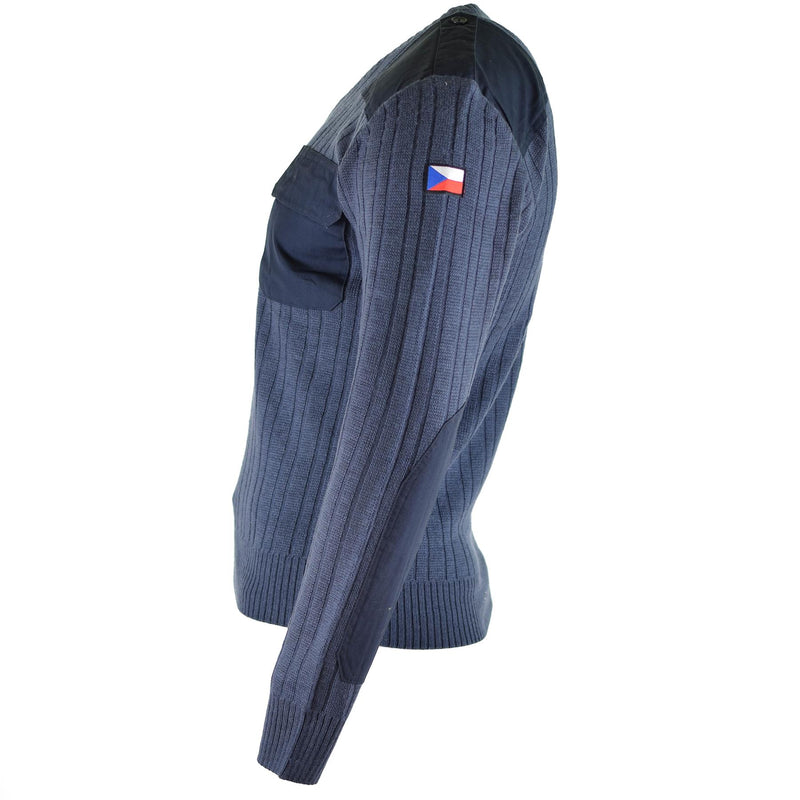 Original Czech army Sweater Jumper M97 Blue Wool V-neck military surplus NEW