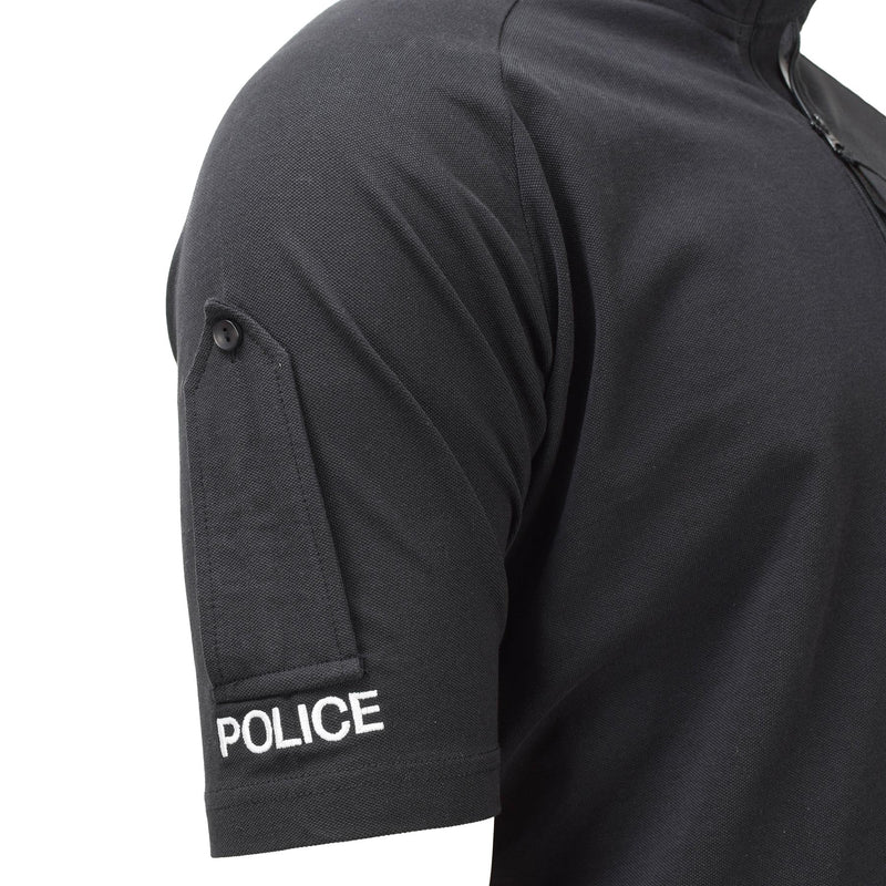 Original British army Police tactical T-shirts short sleeve zipped black NEW