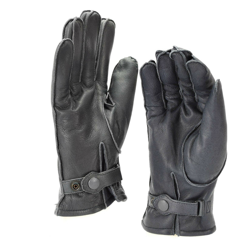 Genuine German Police leather gloves patrol grey lined wool 100% winter warm NEW